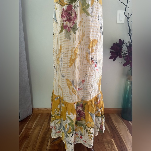 Anthropologie One September Paradiso Gold Koi Embroidered Maxi Dress Size XS - Picture 4 of 15